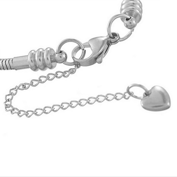 Women European Charm Bracelet Stainless Steel 3mm Snake Chain Bracelet Fits Char - Picture 2 of 4